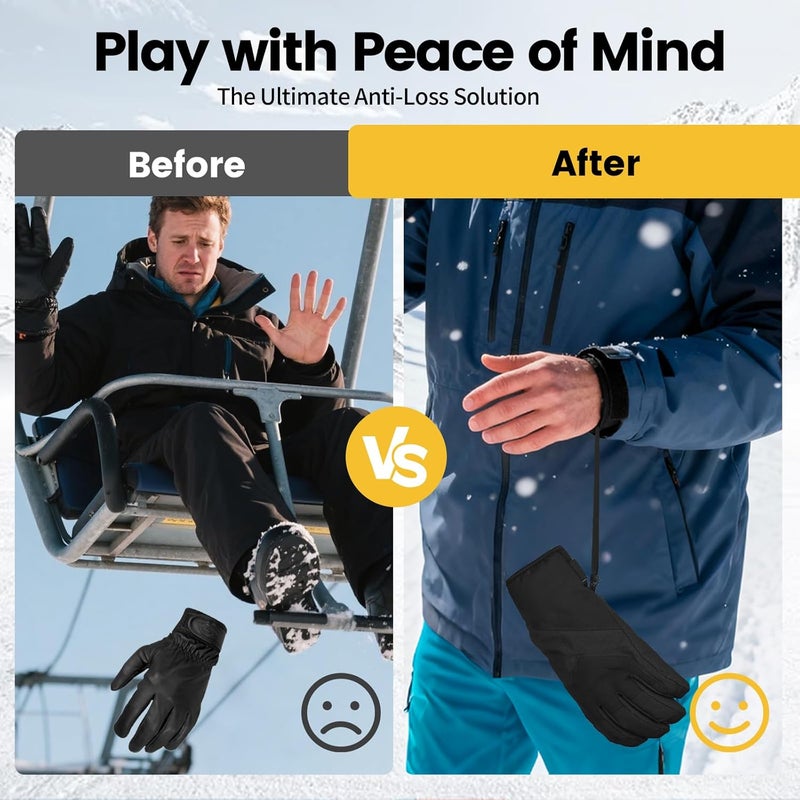 Yncotte Glove Leash, 2 Pairs Ski Glove Wrist Straps Elastic Handcuff Leashes for Skiing Snowboarding Accessories, Adjustable Anti-Loss Hanging Glove Straps - Image 4